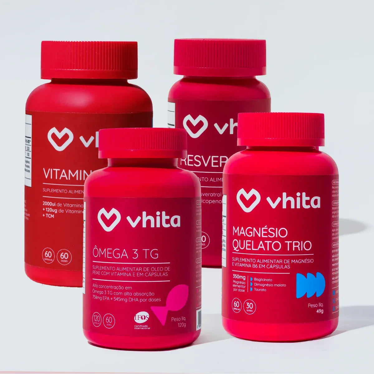 Ômega 3 TG + Magnésio Quelato + Vitamina D3 + K2 + Resveratrol