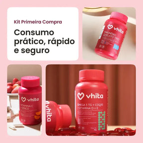 Kit Base da Saúde: Ômega 3 em 1 + Magnésio Quelato Trio. Ganhe Vitamina C e Porta Cápsulas de brinde