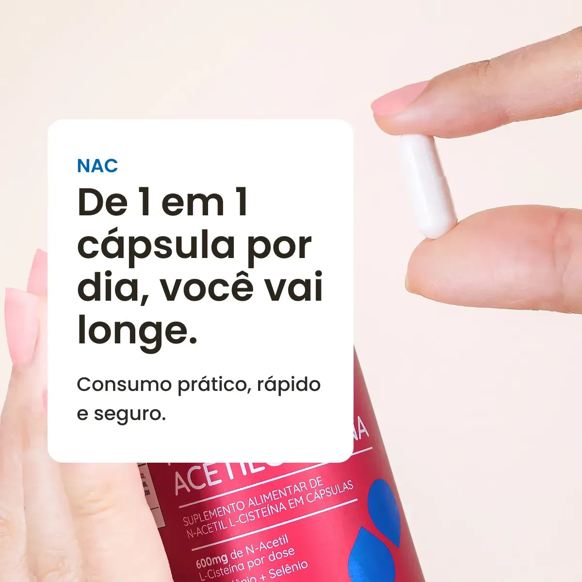 NAC - N-acetil L-cisteína 600mg concentrado com selênio e molibdênio